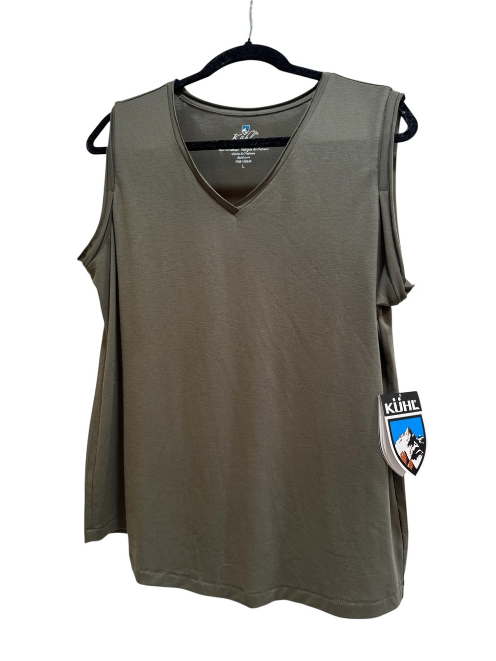 Kuhl Sz L Juniper Women’s Olive Tank Top Active Hiking Travel Shirt 8454 NWT